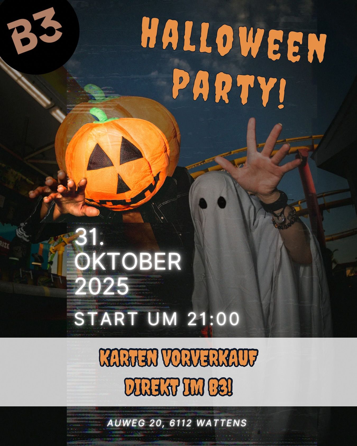 Am 31.10.2025 findet wieder unsere Halloween Party statt! 👻🎃Für gruselige Stimmung ist gesorgt und ab 21:00 startet die Party mit DJ Martin Toller! 🎧🔊Die Eintrittsbänder bekommt ihr direkt bei uns im B3! 🎟️Preise Vorverkauf: € 5,-Preise Abendkassa: € 7,-#b3 #wattens #restaurant #bar #lounge #food #foodlover #drinks #beer #wine #party #events #catering #foodporn #instafood #dinner #breakfast #lunch #delicious #yummy #coffee #cafe #tasty #cocktails #homemade #gastro #gastronomie #tirol #menü9#b3, #wattens, #restaurant, #bar, #lounge, #food, #foodlover, #drinks, #beer, #wine, #party, #events, #catering, #foodporn, #instafood, #dinner, #breakfast, #lunch, #delicious, #yummy, #coffee, #cafe, #tasty, #cocktails, #homemade, #gastro, #gastronomie, #tirol, #menü